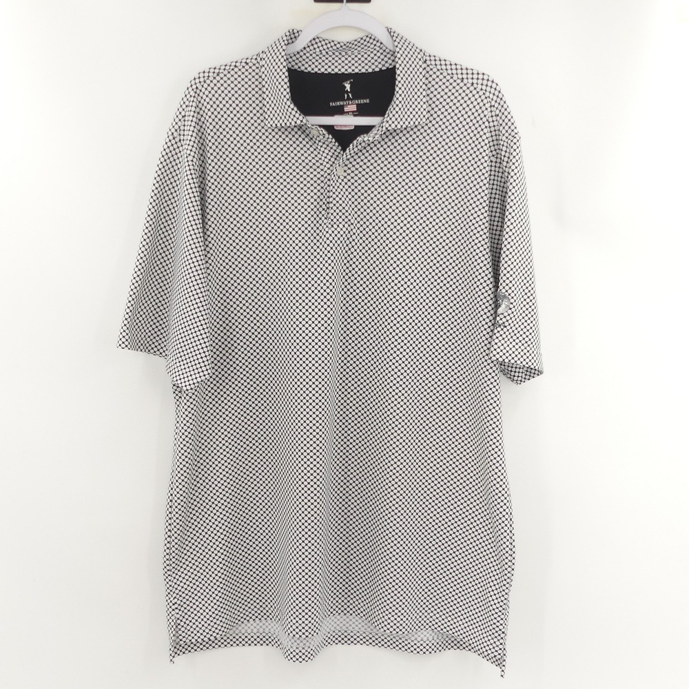 Fairway & Greene Men's XL Golf Polo‎ Shirt White Dot Bighorn Country Club